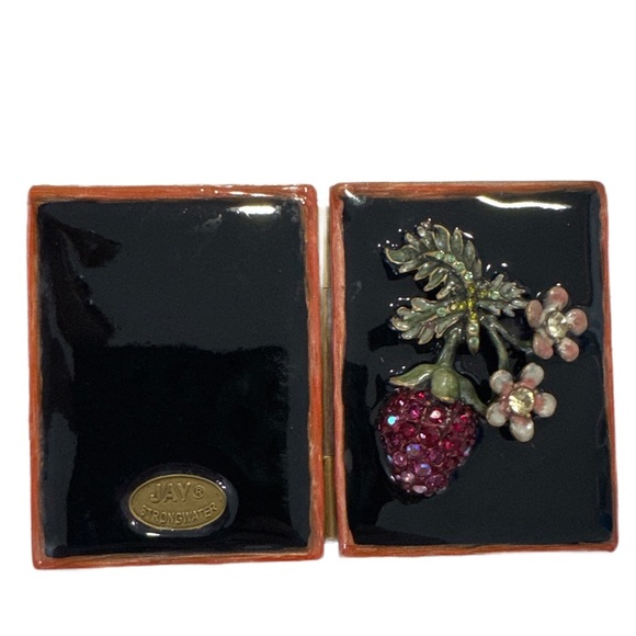 Jay Strongwater Mini Brass Enamel Foldable 2 Photo frame with Swarovski Jewels - Picture 2 of 3